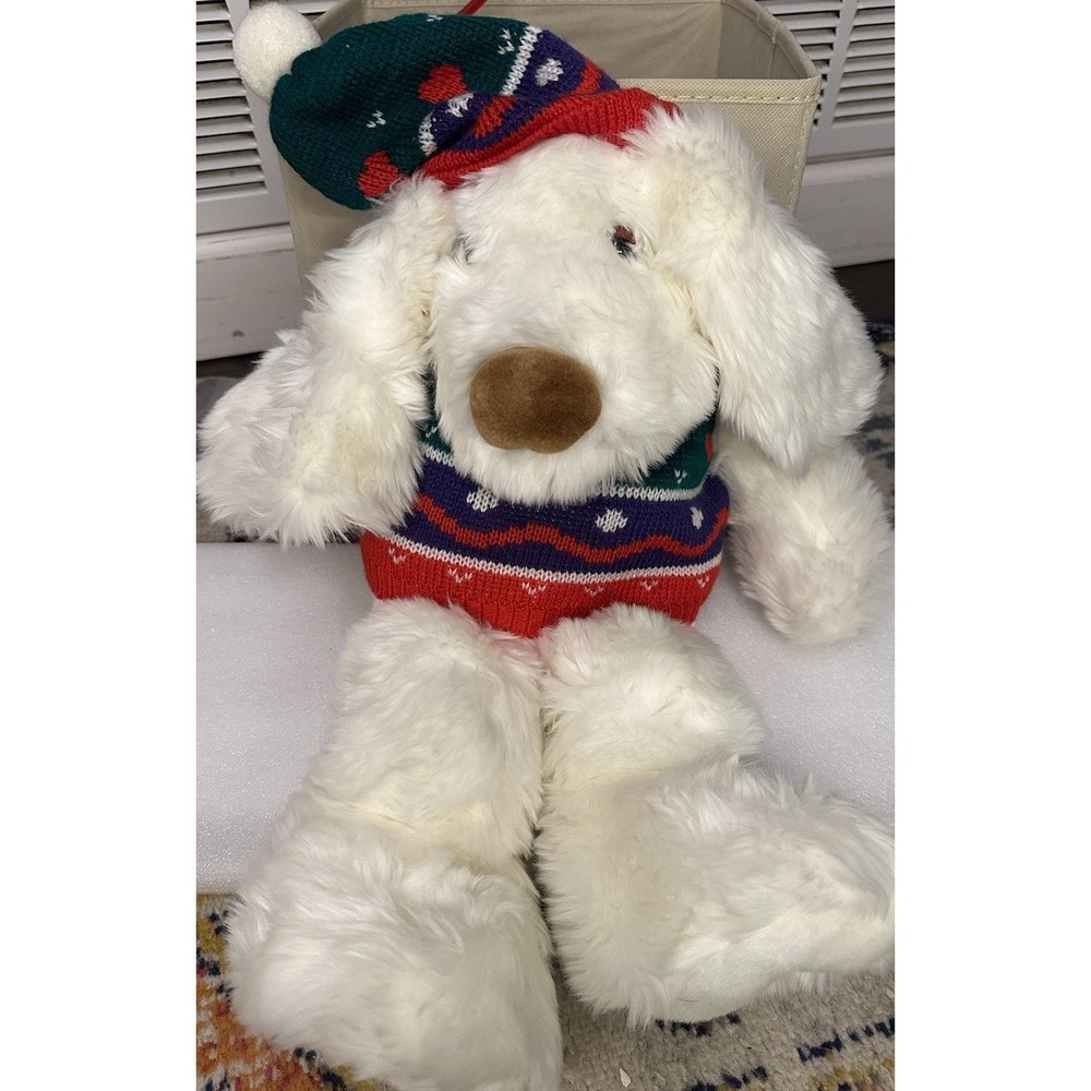 Gina Softoys Plush Dog C & H of America with Sweater & Hat 20" Vintage